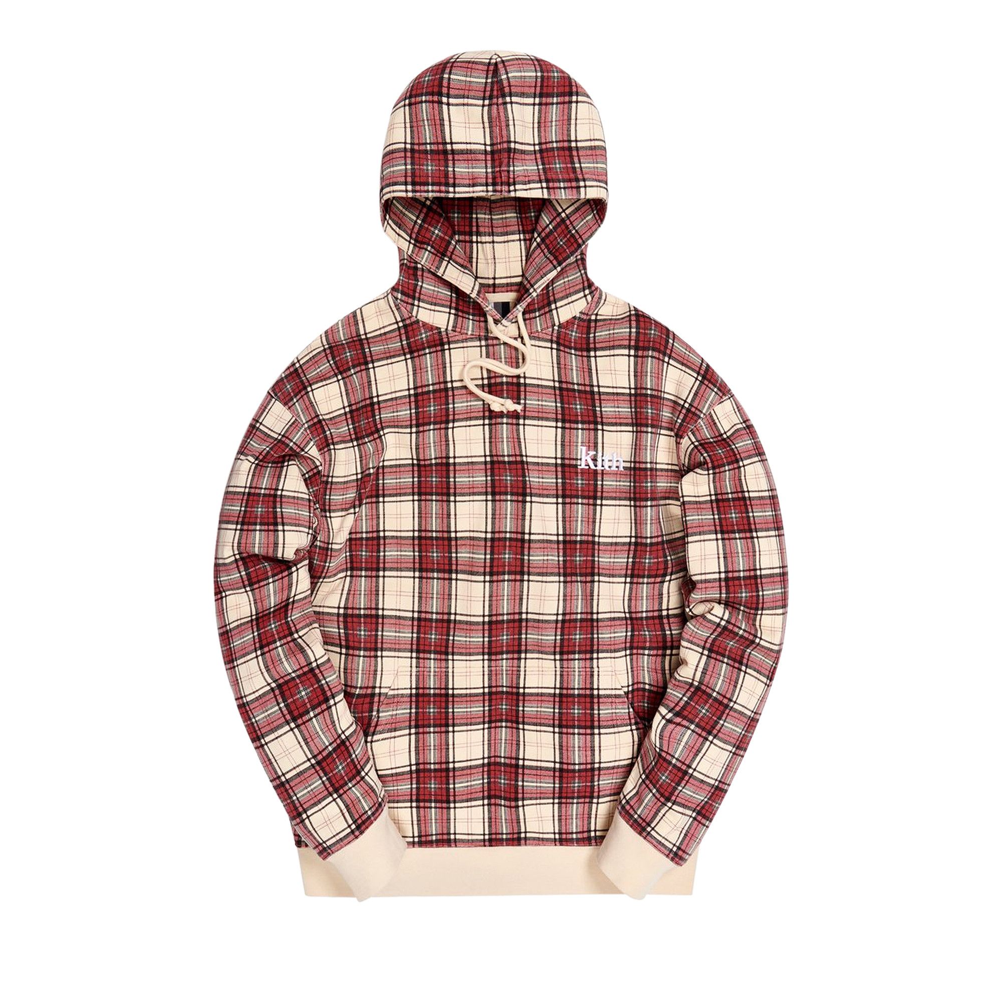 Buy Kith Printed Fleece Williams III Hoodie Red White Plaid KH2552 110 GOAT