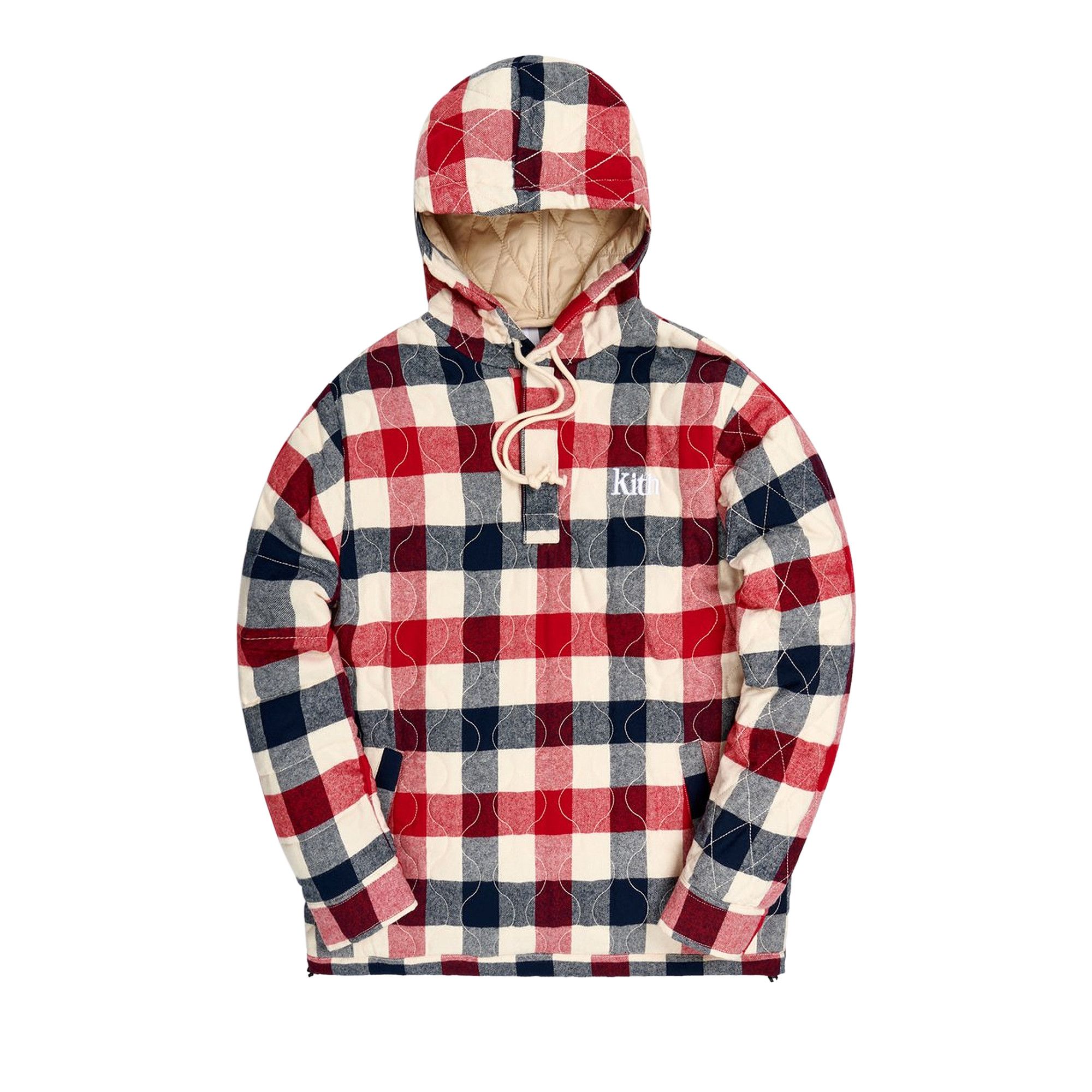 Size m Kith Watts Flannel Quilted Hoodie Ivory Multi
