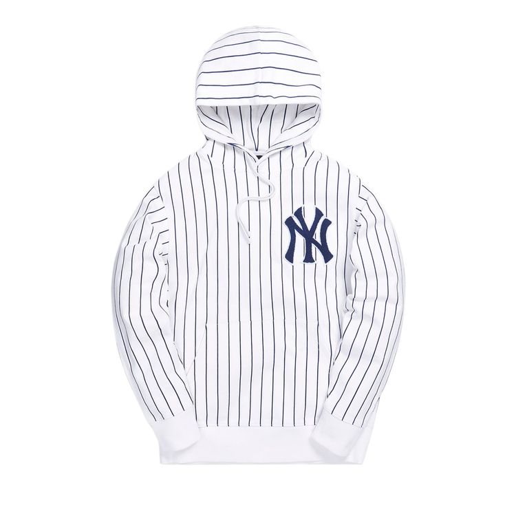 Kith For Major League Baseball New York Yankees Striped Hoodie White