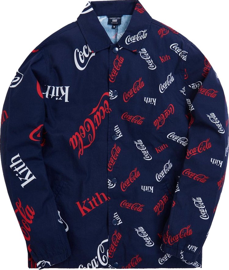 Kith x Coca Cola x Mitchell  Ness Coke Coaches Jacket Navy