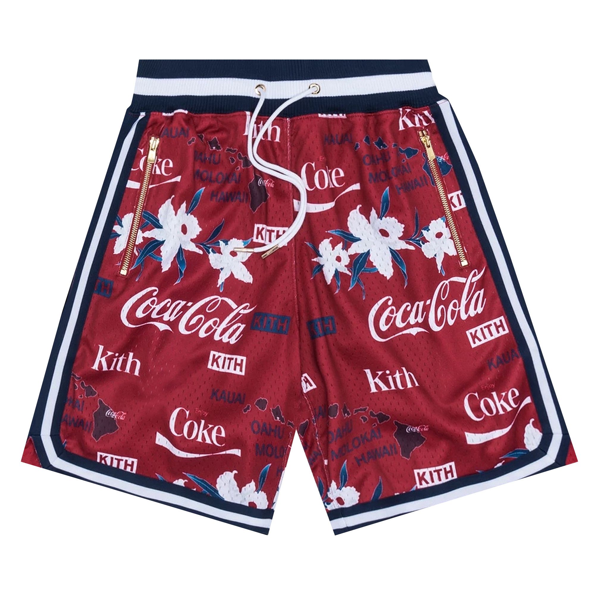 Buy Kith x Coca Cola x Mitchell Ness Hawaii Shorts Red MNSMSHEY18064 CLBRED GOAT