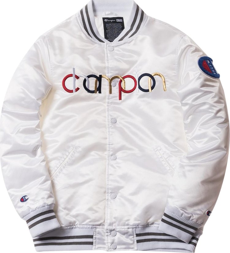 Kith x Champion Baseball Jacket White