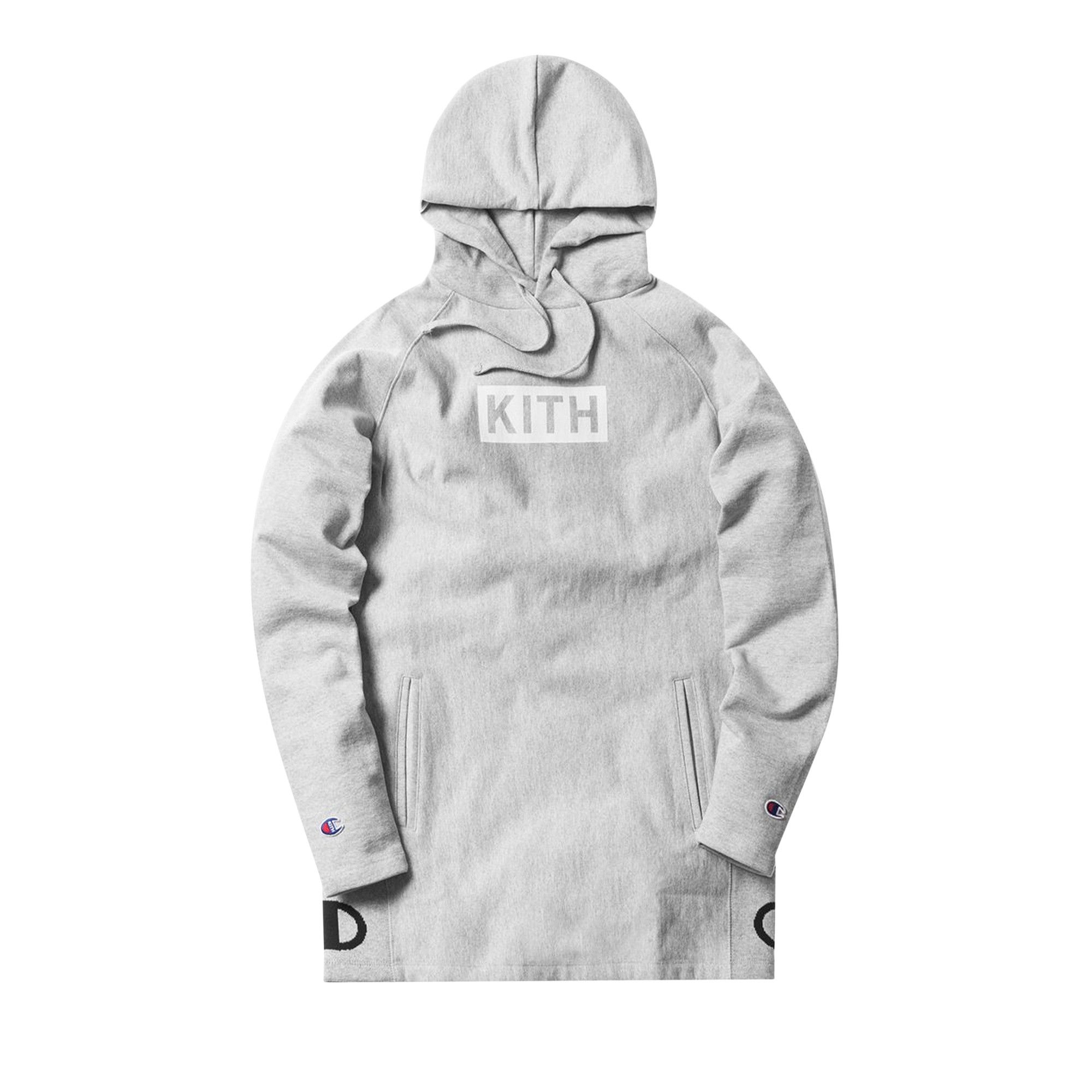 Buy Kith x Champion Extended Hoodie Heather Grey KH2132 103 GOAT CA