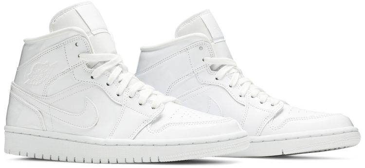 Wmns Air Jordan 1 Mid Patent Triple White