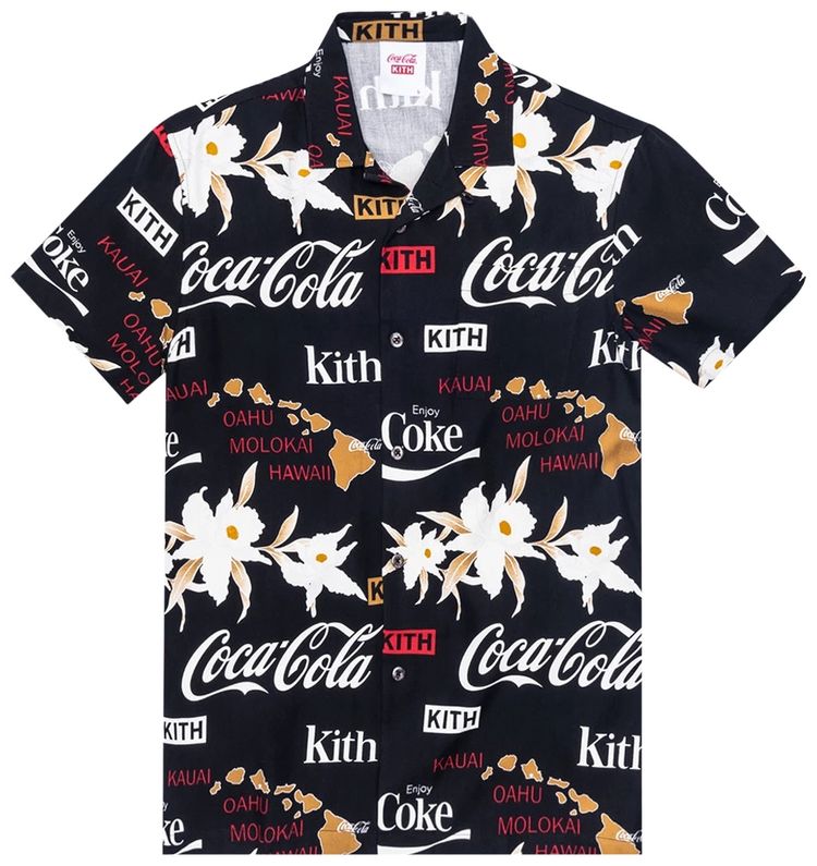Kith x Coca Cola Hawaiian Camp Button Up Black