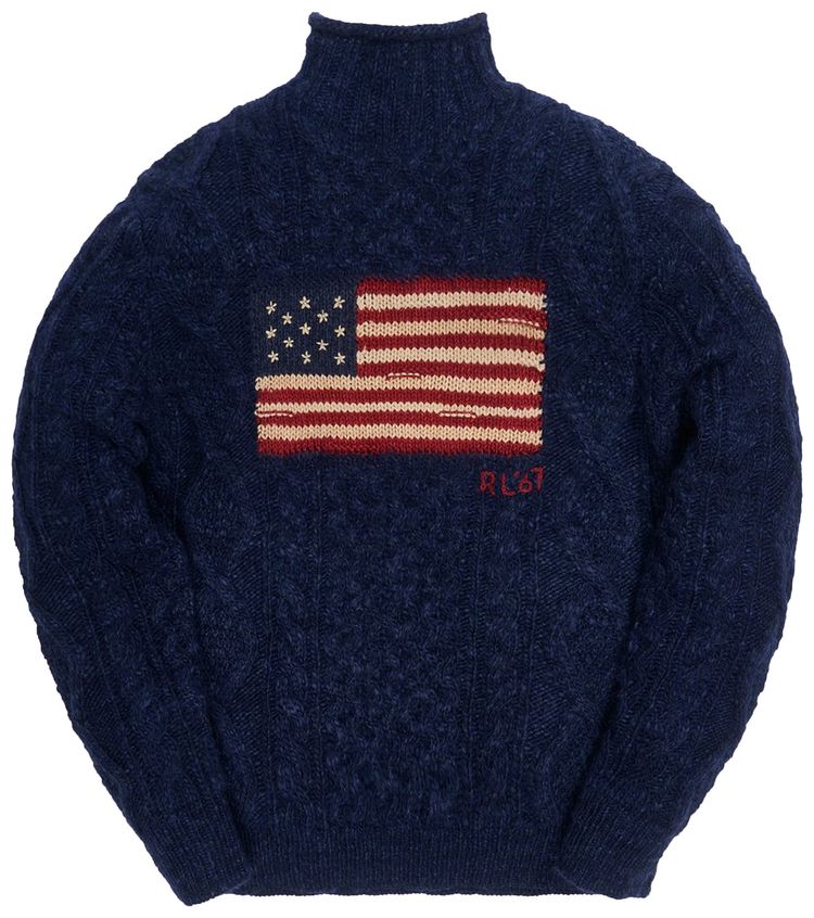 Kith x Polo Ralph Lauren Marled Flag Roll Neck Crewneck Navy Melange
