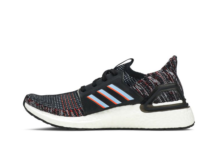 Adidas Ultraboost 19 Mens Running Shoes Core Black Glow Blue‎ Coral 7 EF0930 adidas Ultra Boost 19 - Core Black/Blue/Hi-Res Coral Kids main image 4