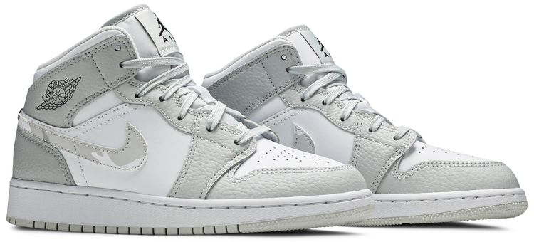 Air Jordan 1 Mid SE GS Swoosh Logo   Grey Camo