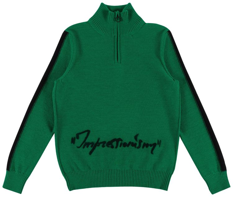 Off White Zip Turtleneck Green