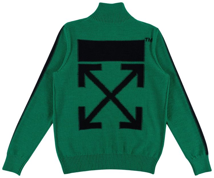 Off White Zip Turtleneck Green