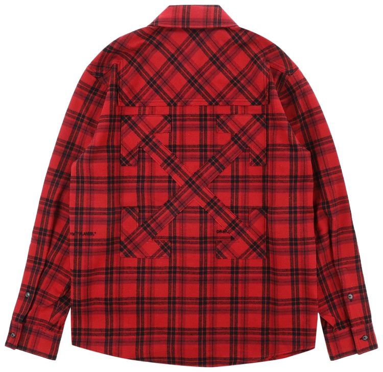 Off White Flannel Check Shirt Red