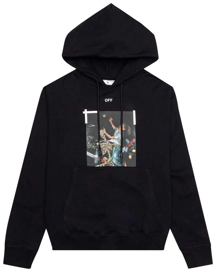 Off White Pascal Print Slim Hoodie BlackWhite