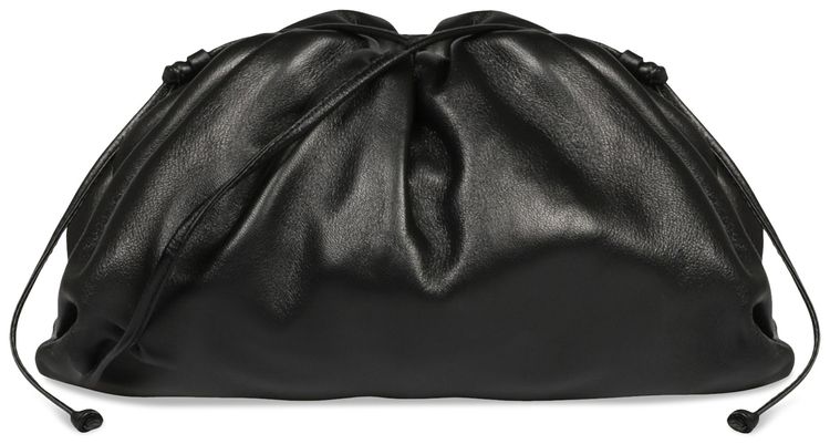 Bottega Veneta The Mini Pouch Soft Voluminous Shoulder Bag BlackSilver
