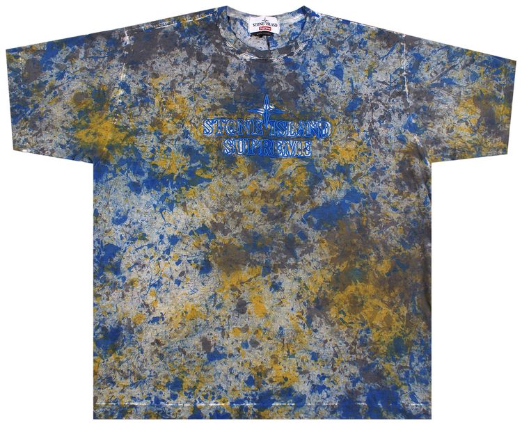 Supreme x Stone Island Embroidered Logo Short Sleeve Top Dark Blue