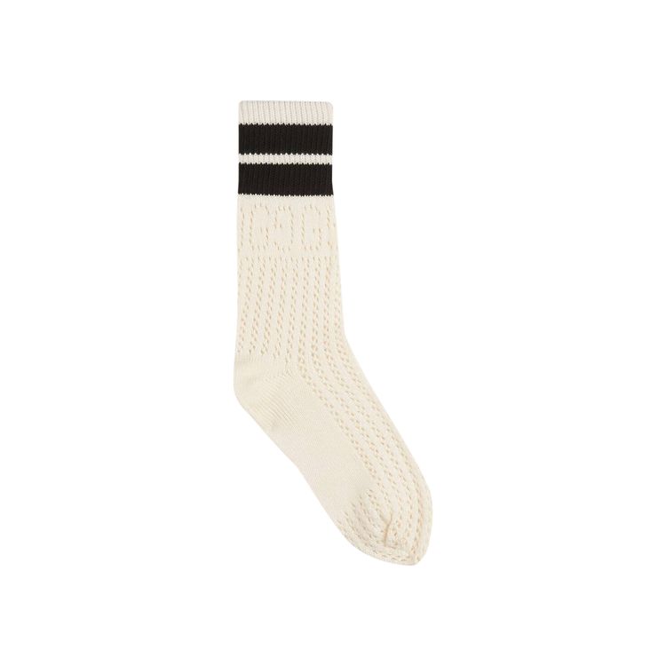Gucci Cotton Socks With Stripes IvoryBlack