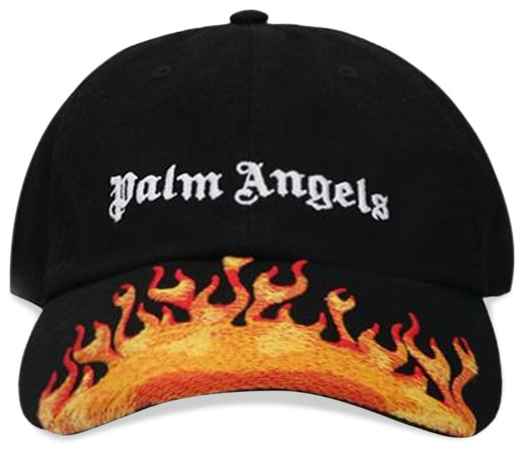 Palm Angels Jacquard Flames Logo Cap BlackWhite
