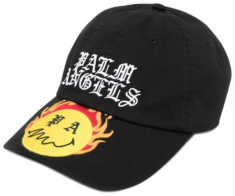 Palm Angels Embroidered Burning Head Logo Cap BlackYellow