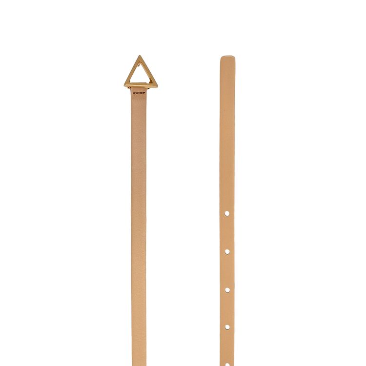 Bottega Veneta Triangular Logo Buckle Belt AlmondGold