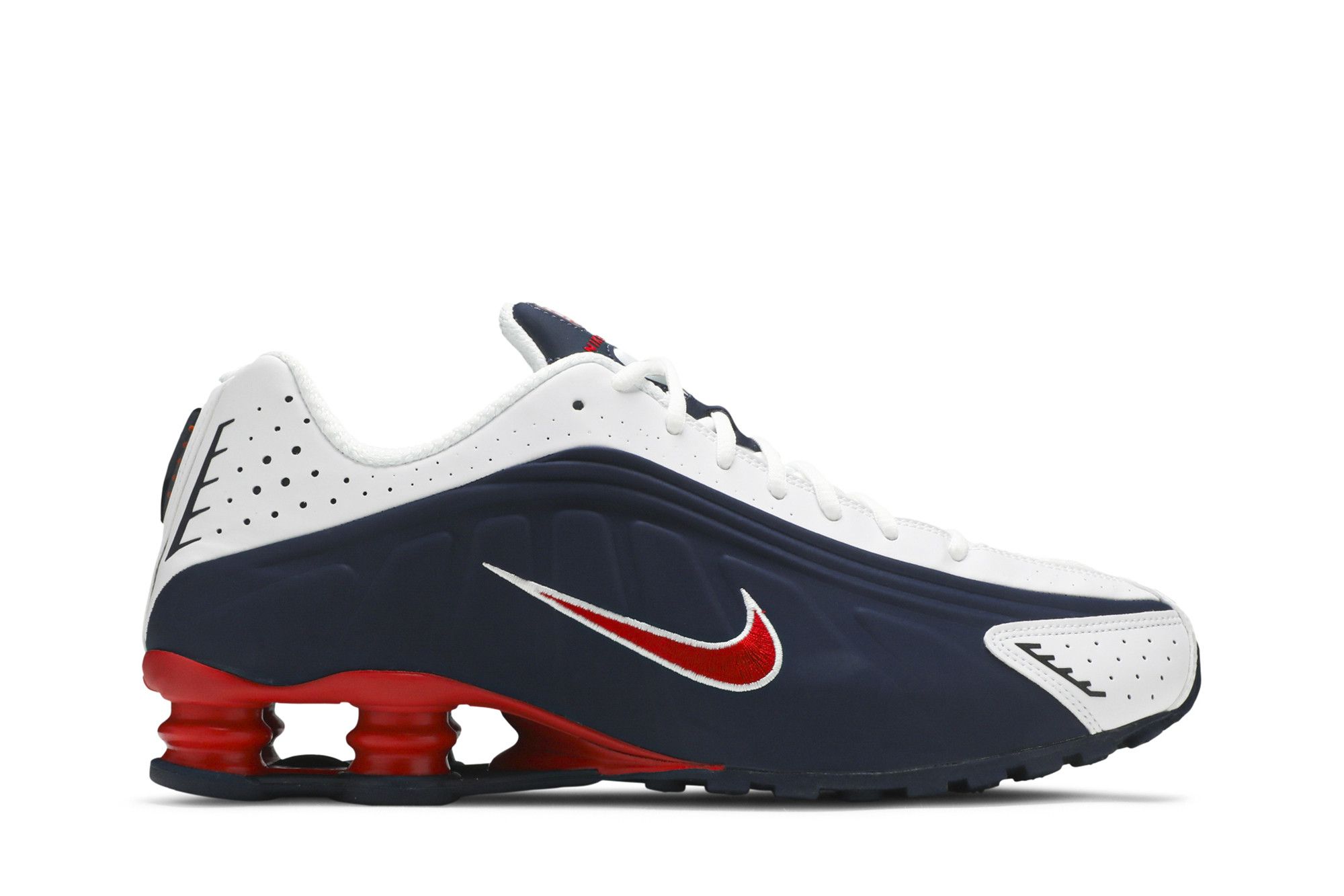 Red white and blue nike shox on sale