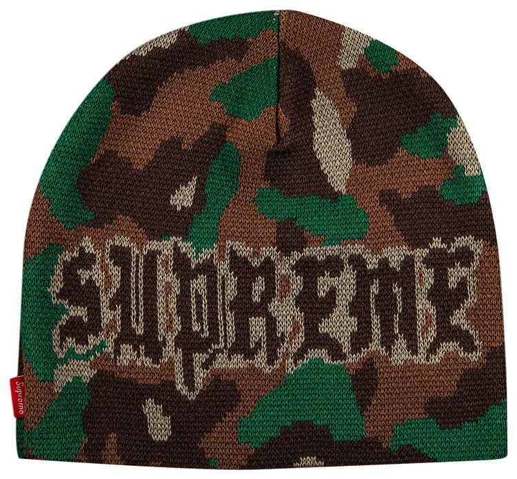 Supreme Paris Camo Beanie Woodland Camo