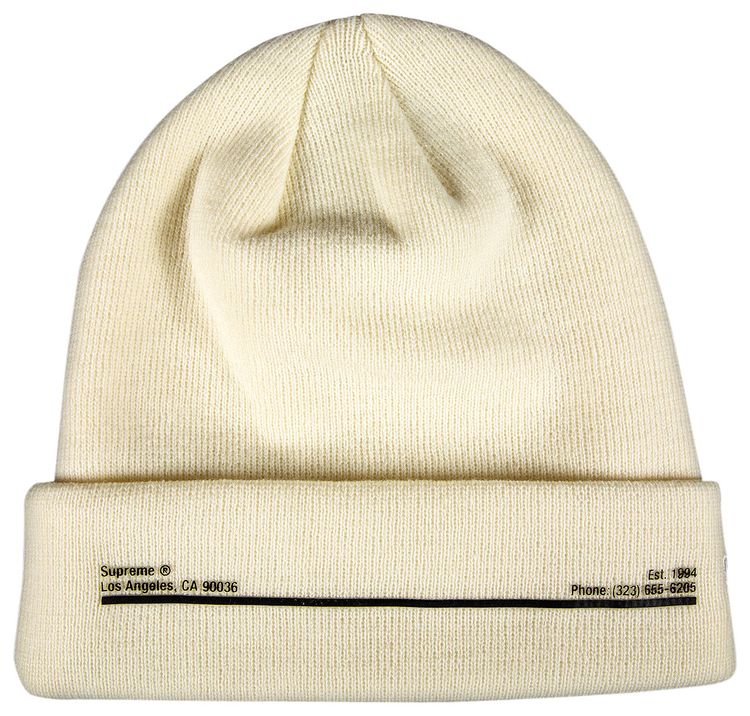 Supreme x New Era Shop Beanie   Los Angeles Natural