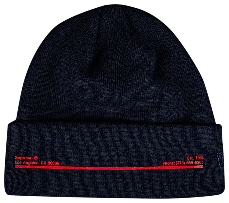 Supreme x New Era Shop Beanie   Los Angeles Navy