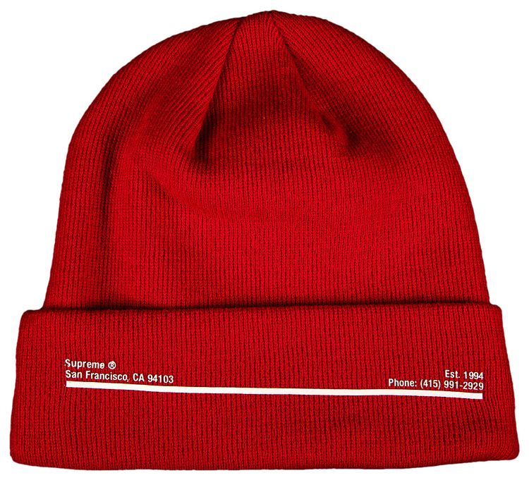 Supreme x New Era Shop Beanie   San Francisco Red