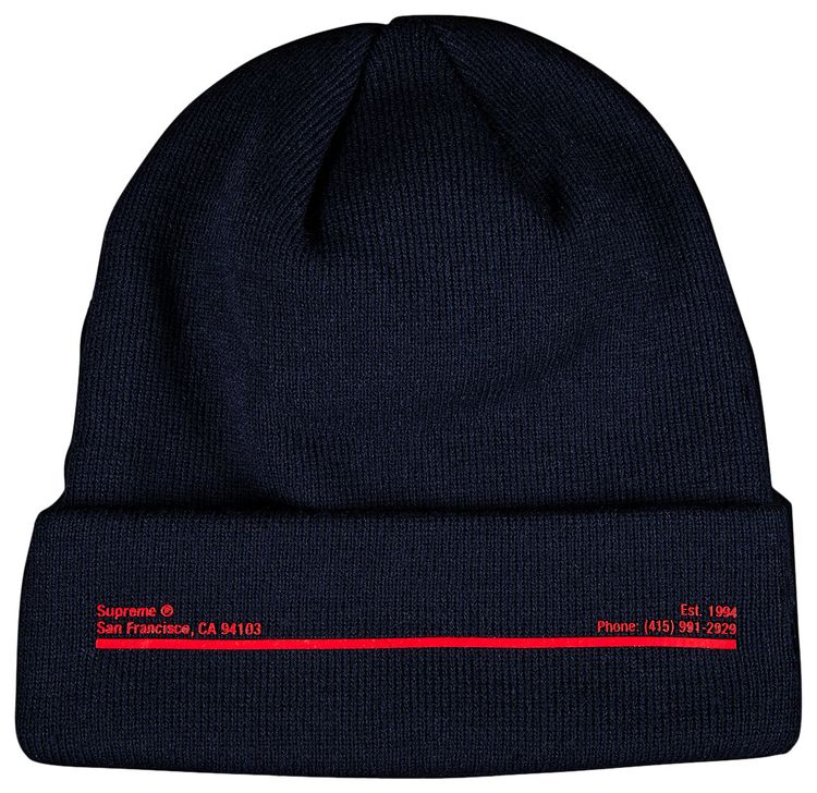 Supreme x New Era Shop Beanie   San Francisco Navy