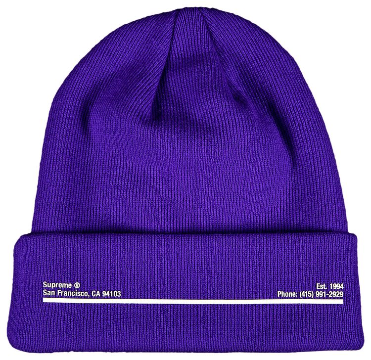 Supreme x New Era Shop Beanie   San Francisco Purple