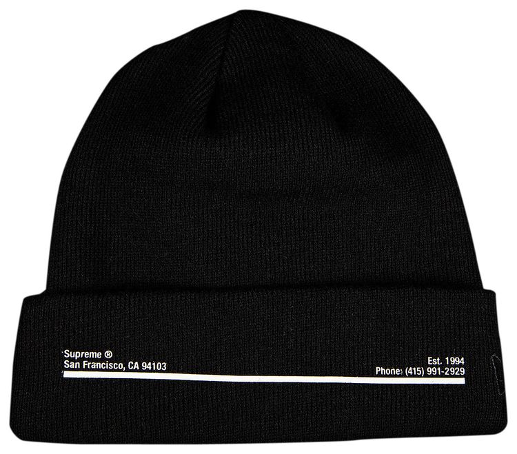 Supreme x New Era Shop Beanie   San Francisco Black