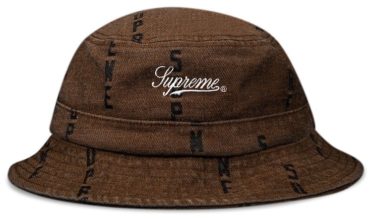 Supreme Logo Stripe Jacquard Denim Crusher Brown