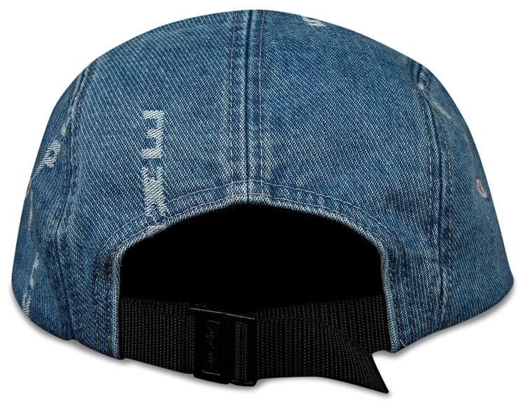 Supreme Logo Stripe Jacquard Denim Camp Cap Blue