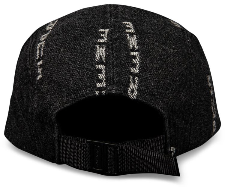 Supreme Logo Stripe Jacquard Denim Camp Cap Black