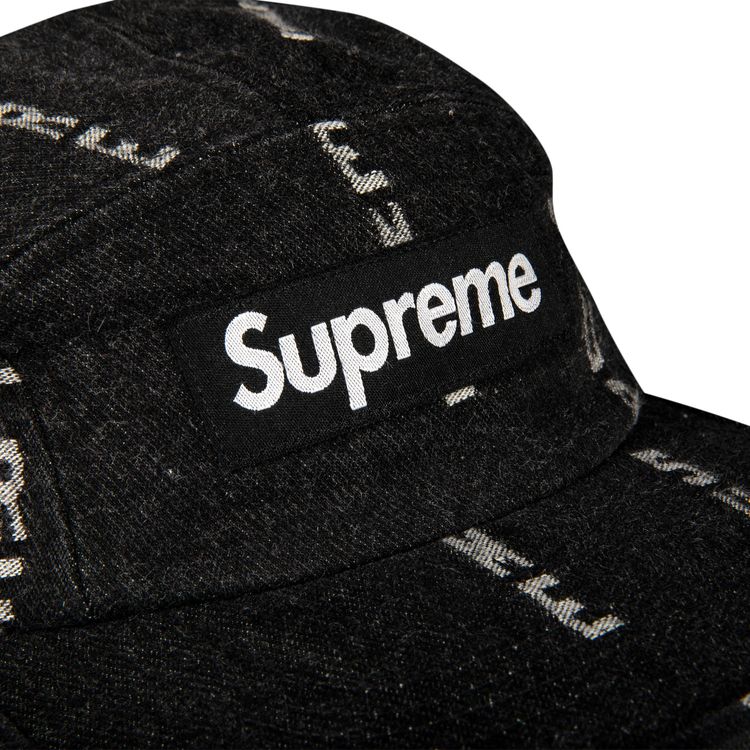 Supreme Logo Stripe Jacquard Denim Camp Cap Black