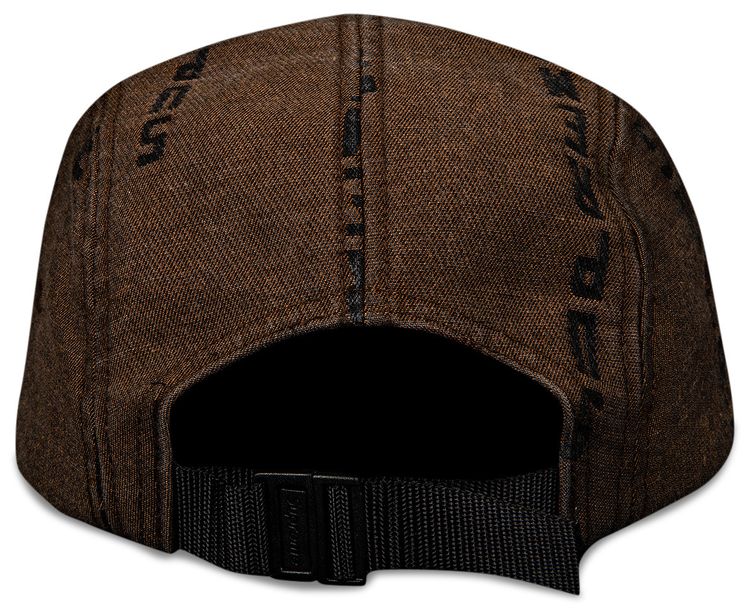 Supreme Logo Stripe Jacquard Denim Camp Cap Brown