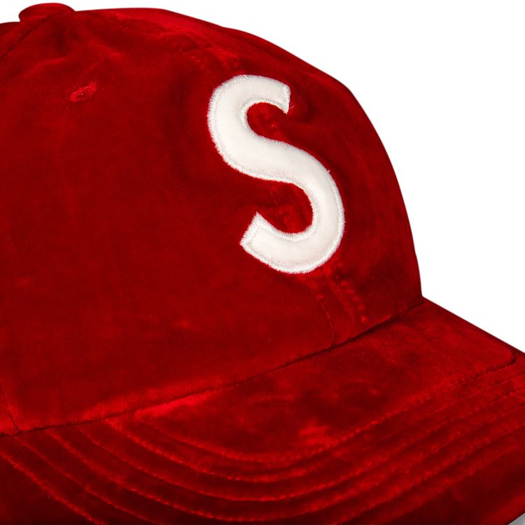 Supreme Velvet S Logo 6 Panel Red