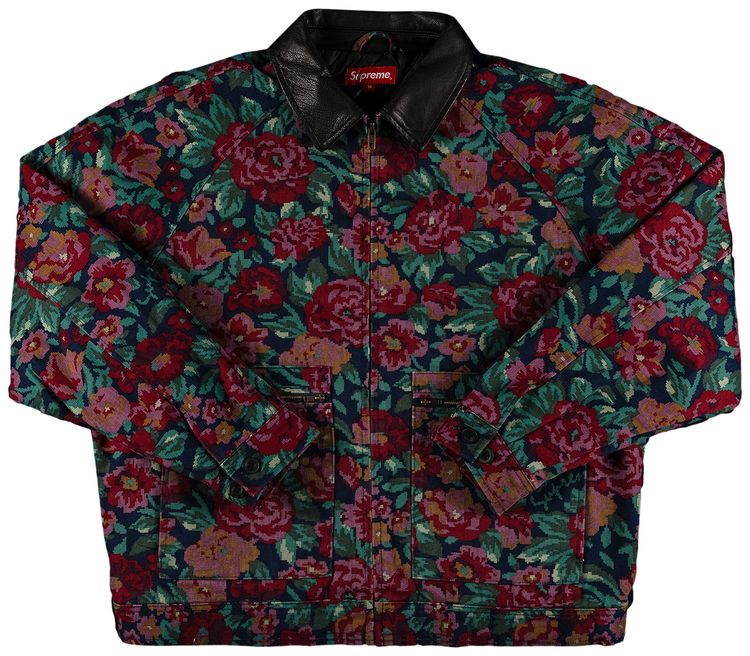 Supreme Leather Collar Work Jacket Digi Floral