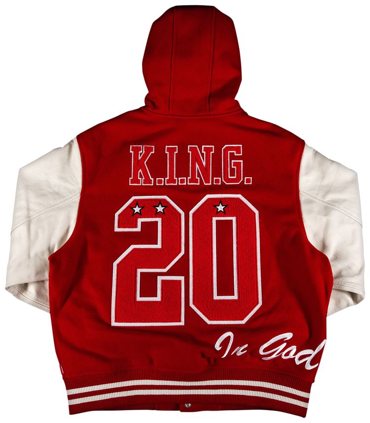 Supreme King Hooded Varsity Jacket Red
