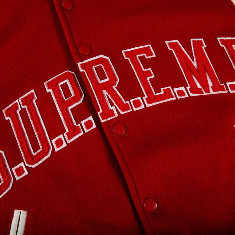 Supreme King Hooded Varsity Jacket Red