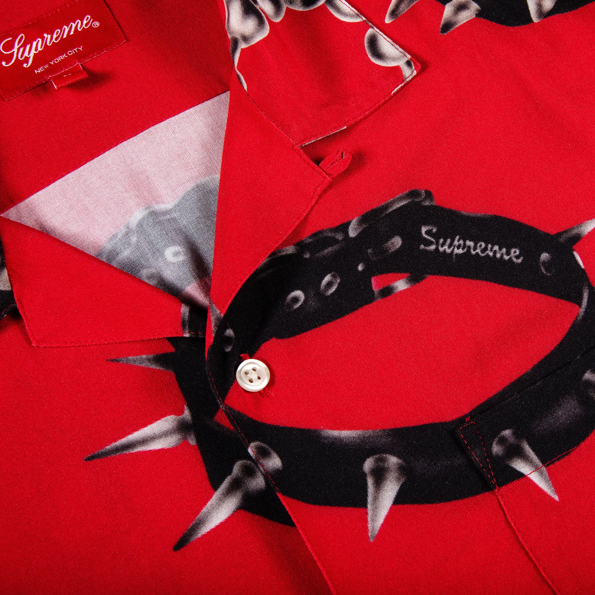 Buy Supreme Studded Collars Rayon Short-Sleeve Shirt 'Red