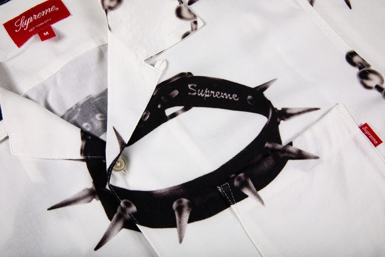 Supreme Studded Collars Rayon Short Sleeve Shirt White