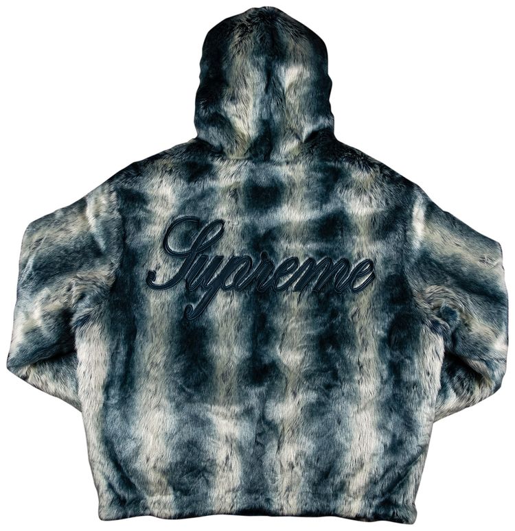 Supreme Faux Fur Reversible Hooded Jacket Ice Blue