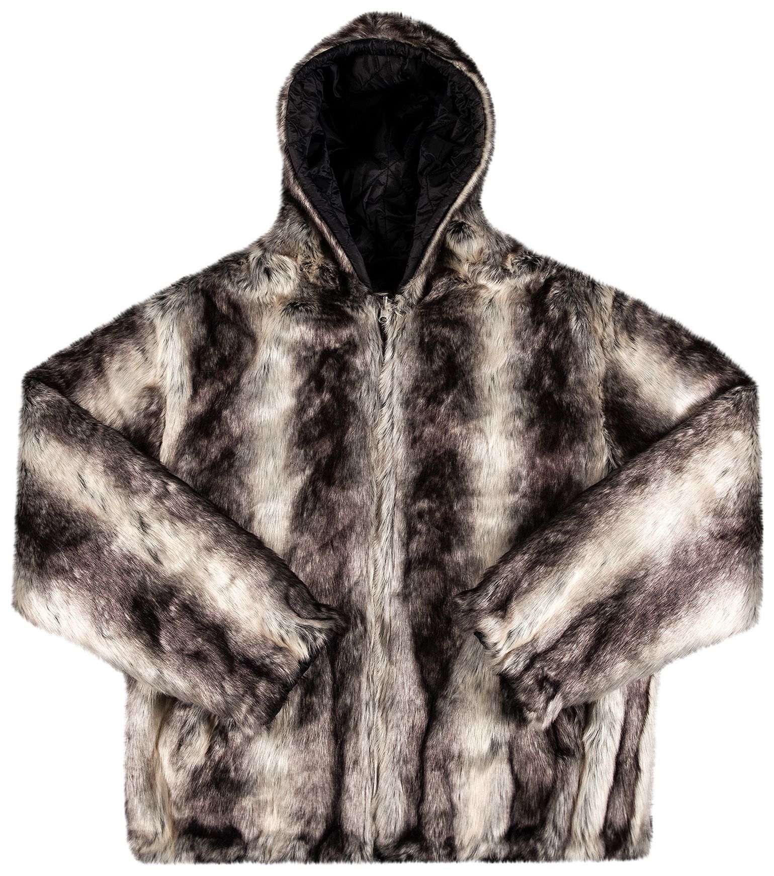 Faux Fur Reversible Hooded Coat