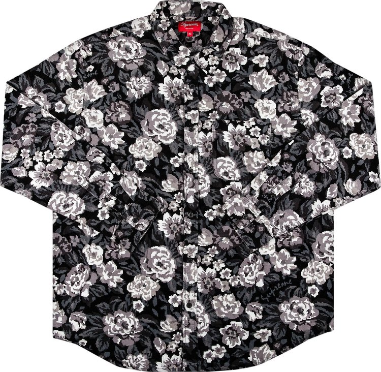Supreme Digi Floral Corduroy Shirt 'Black'