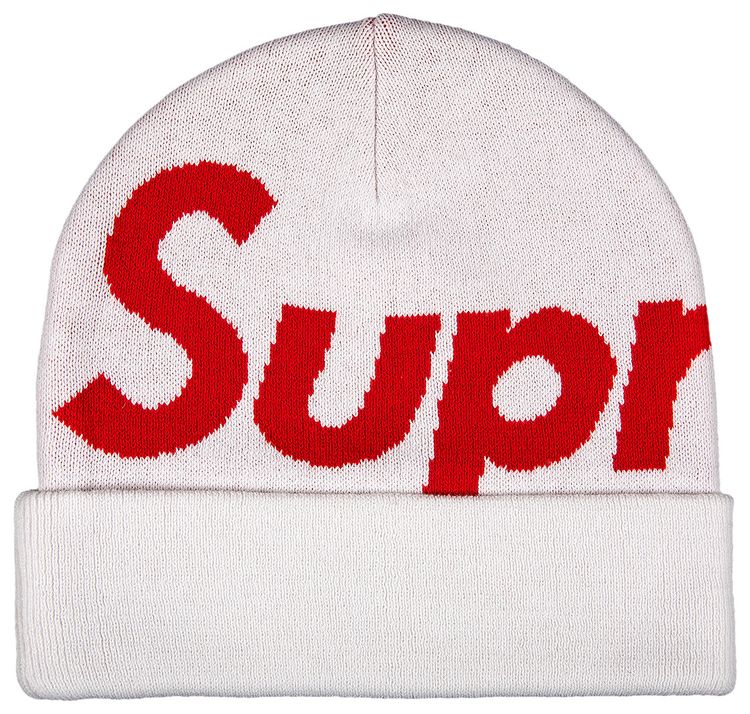 Supreme Big Logo Beanie White