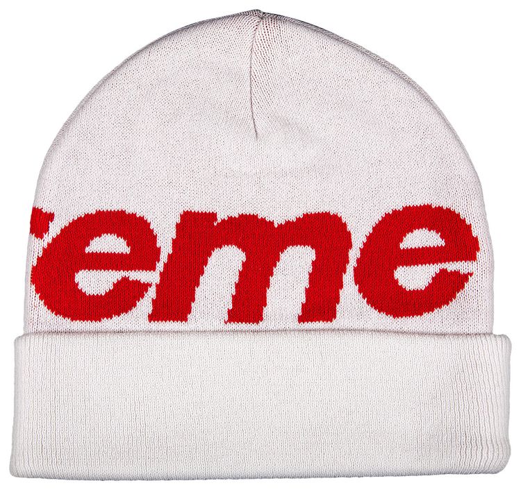 Supreme Big Logo Beanie White