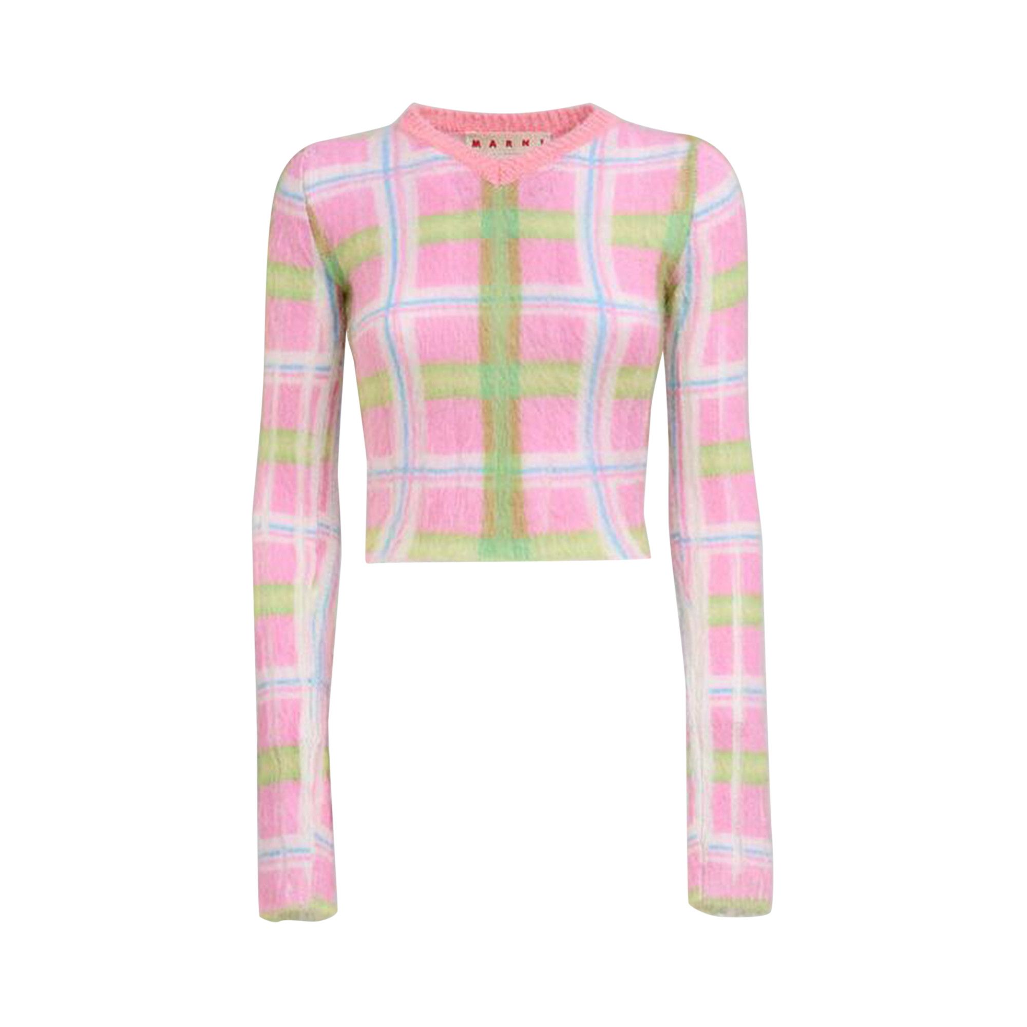 Buy Marni Fuzzy Wuzzy Printed Brushed Mohair V Neck Sweater 'Pink