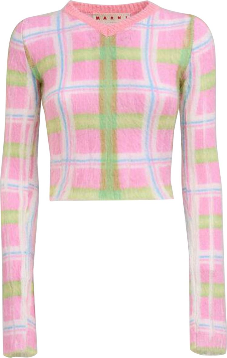 Marni Fuzzy Wuzzy Printed Brushed Mohair V Neck Sweater 'Pink Gummy'
