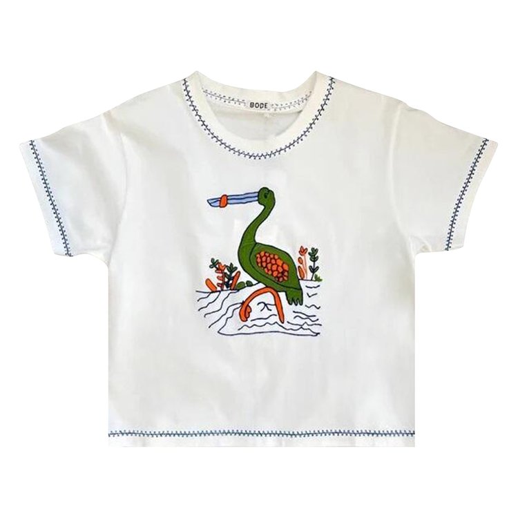 Bode Embroidered Heron Tee 'Cream'