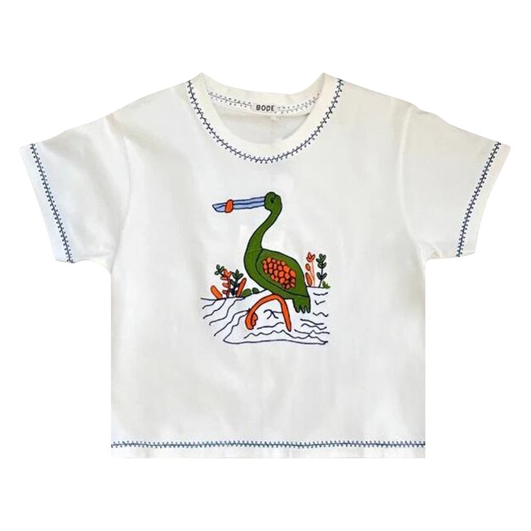 Bode Embroidered Heron Tee Cream